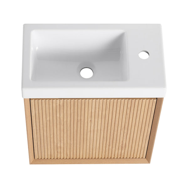 English Elm 18.5" Wall-Mounted Bathroom Vanity With Resin Sink & Soft-Close Door For Smart Space-Saving Design W1972P362127