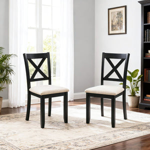 English Elm Dining Chairs Set of 4 Rubberwood Frame Linen Seat Modern Ergonomic Kitchen Side W1998P336527