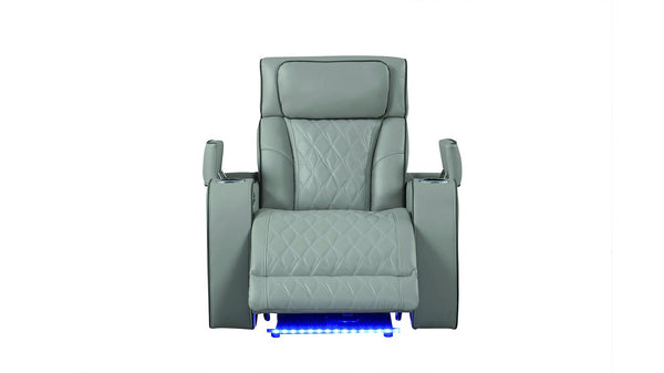 English Elm Fortuner Modern 3PC Upholstery Recliner Living Set with LED, Massage, Wireless Charging & Bluetooth Speakers Grey B009S01803