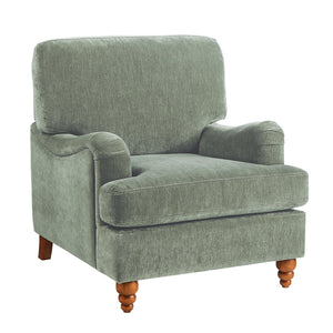 English Elm Candor Overstuffed Accent Chair with English Roll Arms and Walnut Turned Legs Sage B050P466461