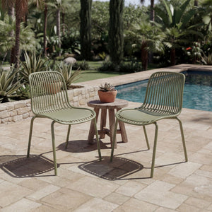 English Elm Eldred Outdoor Stackable Dining Chairs Set of 2 Uv Resistant Patio Seating Sage Green N776P390471G