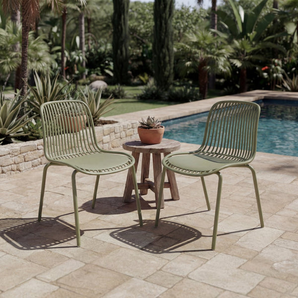 English Elm Eldred Outdoor Stackable Dining Chairs Set of 2 Uv Resistant Patio Seating Sage Green N776P390471G