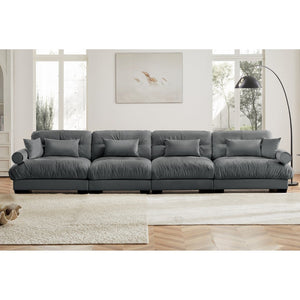 English Elm Super Comfort Oversized Modular Velvet Sectional Sofa – Luxurious Cloud-Like Seating With Arm Support W714S01128-GIGA