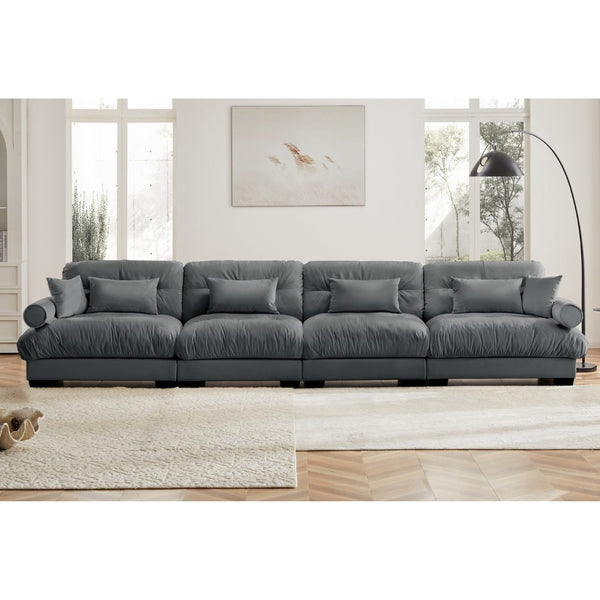English Elm Super Comfort Oversized Modular Velvet Sectional Sofa – Luxurious Cloud-Like Seating With Arm Support W714S01128-GIGA