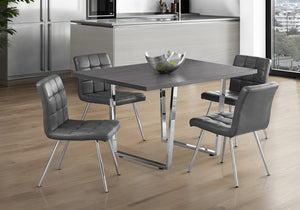 English Elm Dining Table, 60" Rectangular Grey Laminate With Chrome Legs - Modern Centerpiece For Any Space B2710P286990