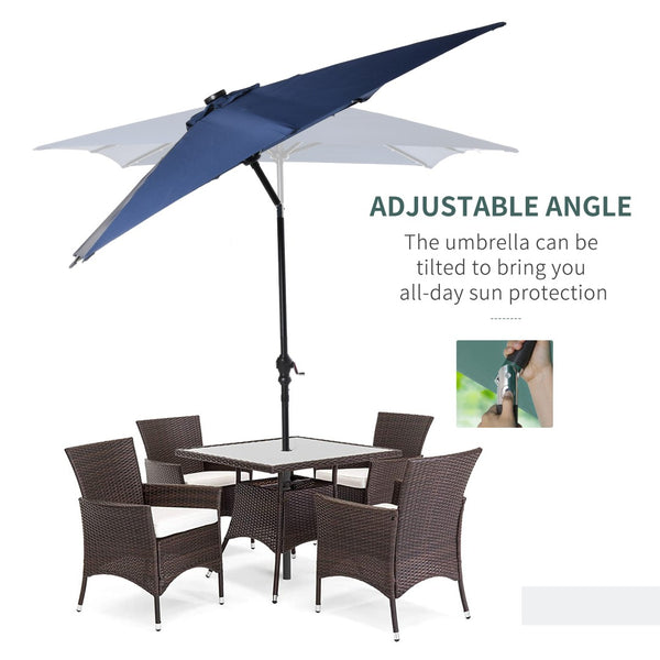 English Elm Outsunny 9' X 7' Solar-Powered Led Umbrella With Tilt & Crank - Perfect For Gardens, Patios, And Pools W2225P174160-GIGA
