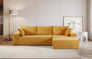 English Elm Cozyform Convertible Sectional Sofa - Soft Ginger Corduroy, Comfy Foam Couch For Living Spaces B2735P359714