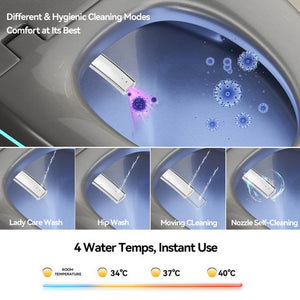 English Elm Unique Smart One Piece Toilet with Bidet Foot Sensor Auto Lid Warm Dryer Night Light W3133P384914