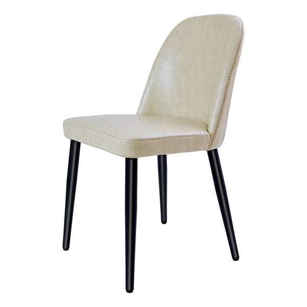 English Elm Beige Pu Leather Armless Dining Chair Set of 4 with Matte Black Iron Legs Modern Beige T3967P497816