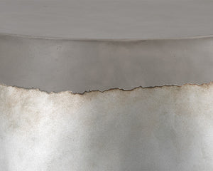 Sunpan Aries Concrete Coffee Table - Bold Drum Design for Modern Indoor and Outdoor Living Spaces Silver