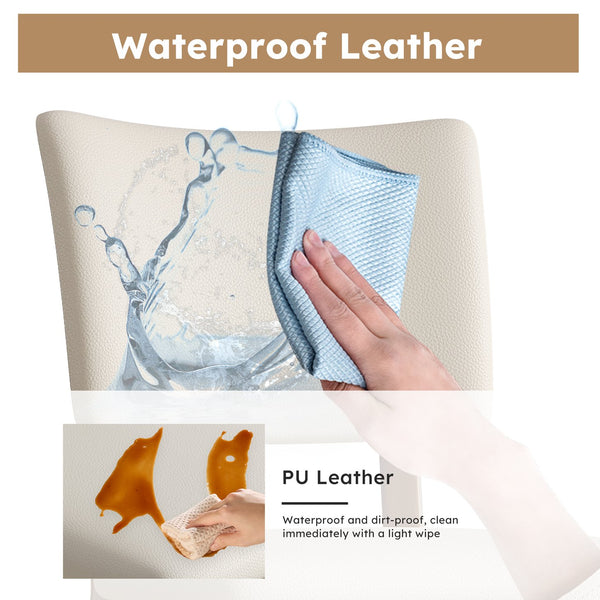 English Elm Solid wood dining chair set of 2 with PU leather seats, ash wood frame, ergonomic comfort, White+Walnut blend elegance W509P342510