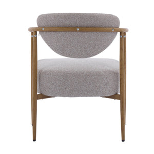 English Elm Beige Woven Fabric Dining Chair Set of Two with Wood Grain Iron Frame for Any Room W3149S00002