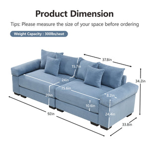 English Elm 92" Oversized Modular Sectional Couch In Plush Corduroy – Ergonomic Design, Flexible Layouts & Comfort W714S01347