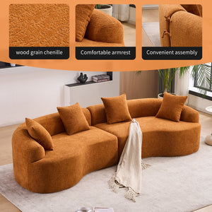 English Elm Compression Compression Sponge Sofa Curved Modular Sectional with 30D High-Density Chenille Sleeper for Cozy Apartment Living Room Comfort and Safe Rounded Design Orange W2231S00015