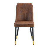 English Elm Brown Suede-Like Velvet Dining Chair Set (Four-Pack)Black Metal Legs,Dinning Chairs,Brown.