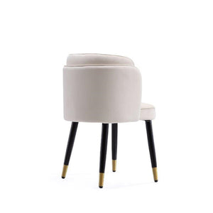 English Elm Zephyr Velvet Dining Chair with Solid Wood Frame, Gold-Tip Splayed Legs and Tulip Stitching Cream B365P397764