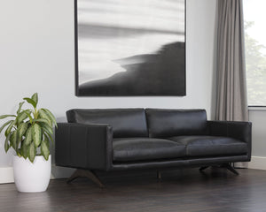 Sunpan Rogers Sofa - Luxurious Leather Comfort with Timeless Design for Your Living Room Sanctuary Cortina Black Leather