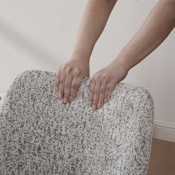 English Elm 21.46" Modern Minimalist Chenille Dining Chair Set of 2 with Rubberwood Legs, Curved High Back Comfort White+Black W3189P351395