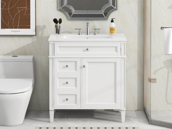 English Elm 30'' Modern Bathroom Vanity With Ceramic Sink, Soft-Close Drawers & Elegant Storage Solutions N710P206904K