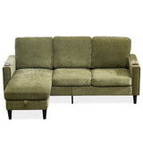 English Elm Modern Design Chenille 3 Seater L-Shape Sectional Sofa With Storage Chaise For Apartment, Studio, Office,Living Room,L Shape-Green