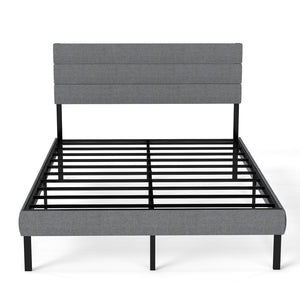 English Elm Queen Upholstered Platform Bed Fabric Headboard 14 Inch Storage No Box Spring T3963P384846