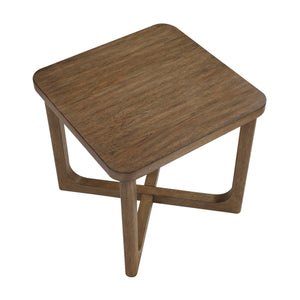 English Elm 1pc Square Wood End Table with Walnut Veneer and X-Base, Contemporary Side Table for Living Room Amenities Light Brown 36.5 L x 28 W x 9 H B011P387123