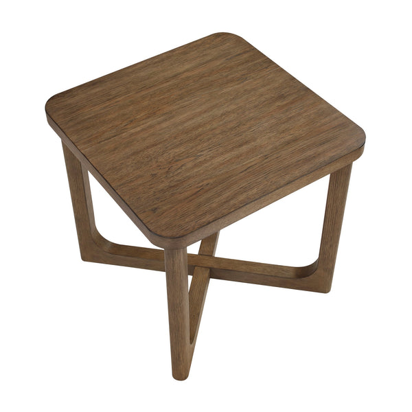 English Elm 1pc Square Wood End Table with Walnut Veneer and X-Base, Contemporary Side Table for Living Room Amenities Light Brown 36.5 L x 28 W x 9 H B011P387123