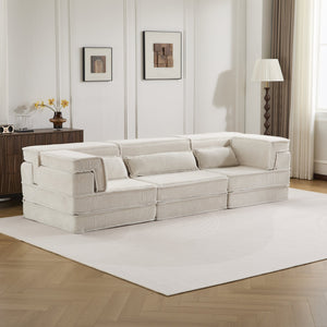 English Elm Compression Mahjong Sofa - Versatile Convertible Floor Bed, Soft Fleece, No Assembly, 3 Pillows W3723S00019