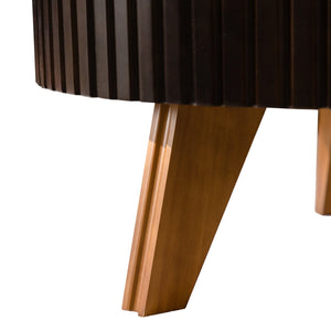 English Elm 31.5" Round Mid-century Coffee Table with Lower Shelf Solid Wood Legs and Mdf Top Brown W757P370297