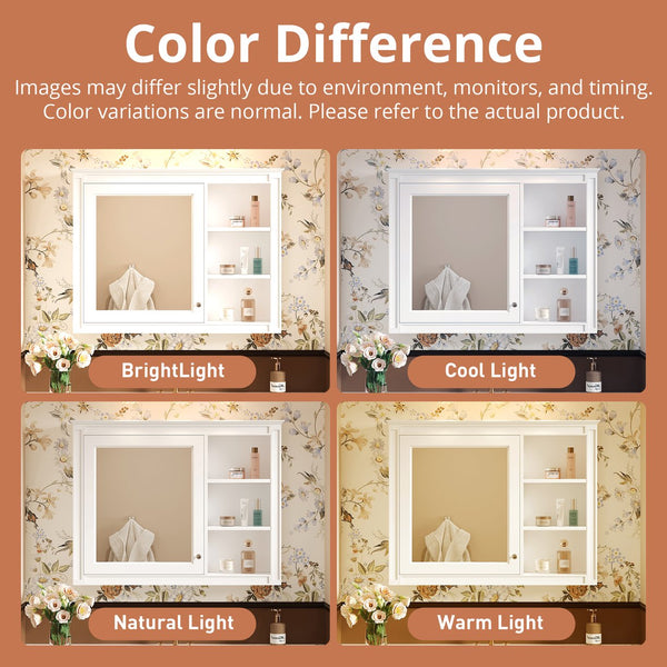 English Elm 36'' Modern Medicine Cabinet Wall Mounted Mirror with Adjustable Shelf, MDF Durable Storage, White N710P322791K