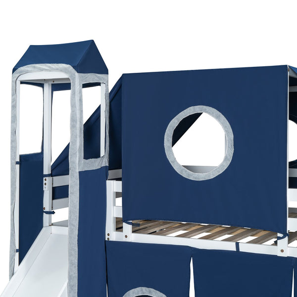 English Elm Full Size Castle Loft Bed with Tent Canopy and Tower for Kids Playroom LT000569AAC-1