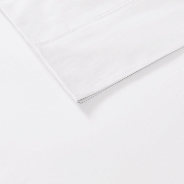 JLA Home Madison Park - Cotton sateen sheet set with peachy-soft finish, OEKO-TEX certified, durable wrinkle-resistant comfort White MP20-6426