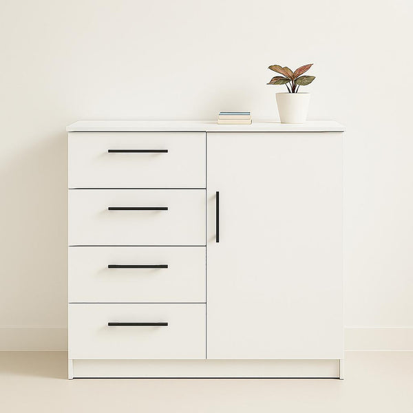 English Elm Robin Gentleman's Chest White — Space-Saving 3-Drawer Wood Dresser, Water/Heat & Scratch Resistant, Eco-Friendly Materials B040S00108