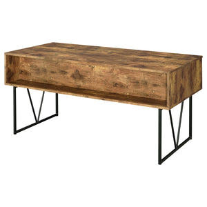 English Elm 1pc Rustic Industrial 63-inch 4-Drawer Writing Desk with Open Shelf, Wood Grain Top and Black Metal Legs Nutmeg Brown 74.21 L x 32.28 W x 6.5 H B011P362072