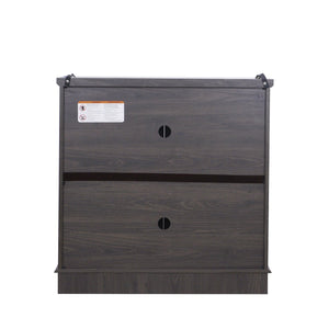 English Elm Elegant Mirrored Sideboard with Butterfly Carved Doors Wood Grain Finish Dining Storage Dark Brown W2899P372739