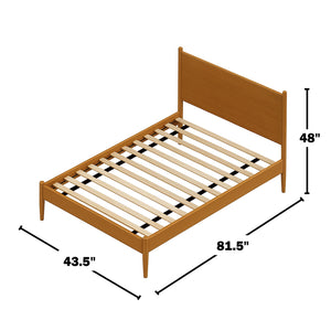 English Elm Mid-Century Twin Platform Bed In Warm Oak Finish – Stylish, Durable Design For Small Spaces! B016S00021