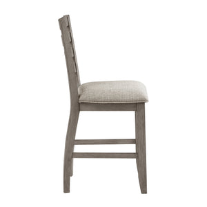 English Elm Gray Ladder Back Counter Height Dining Chairs Set of 2 Beige Upholstered Seats B011P482240