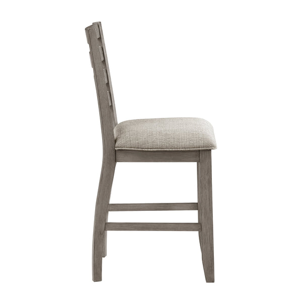 English Elm Gray Ladder Back Counter Height Dining Chairs Set of 2 Beige Upholstered Seats B011P482240