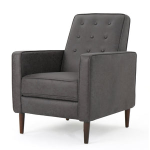 English Elm Christopher Knight Home® - Fabric Recliner Chair Mid-Century Modern Pushback Single Sofa with Tufted Cushion, Birch Legs, Cozy Comfort Slate 60741.00MF