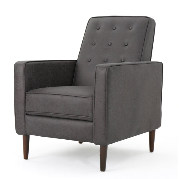 English Elm Christopher Knight Home® - Fabric Recliner Chair Mid-Century Modern Pushback Single Sofa with Tufted Cushion, Birch Legs, Cozy Comfort Slate 60741.00MF