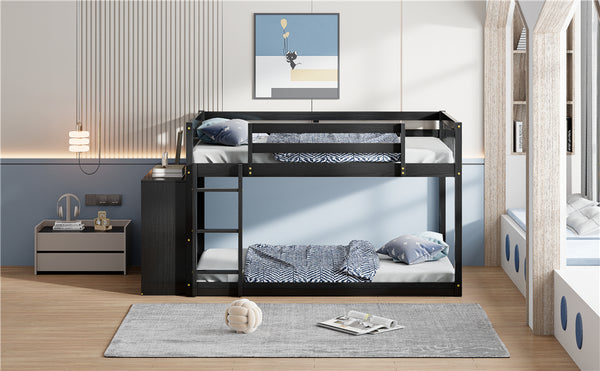 English Elm Full Over Bunk Bed with Four Drawers Three Shelves Pine and Mdf Kids Frame Espresso LT000267AAP-1