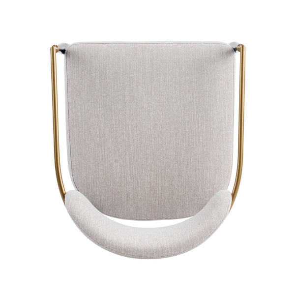 English Elm Fabric Upholstered Dining Chairs Glam Set of Two with Gold Accents Iron Frame N768P379506B