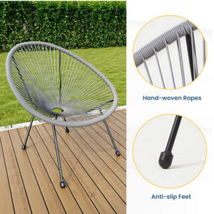 English Elm 3-piece Acapulco Outdoor Bistro Set Hand Woven Pe Rattan Chairs Tempered Glass Table Gray B082P455187