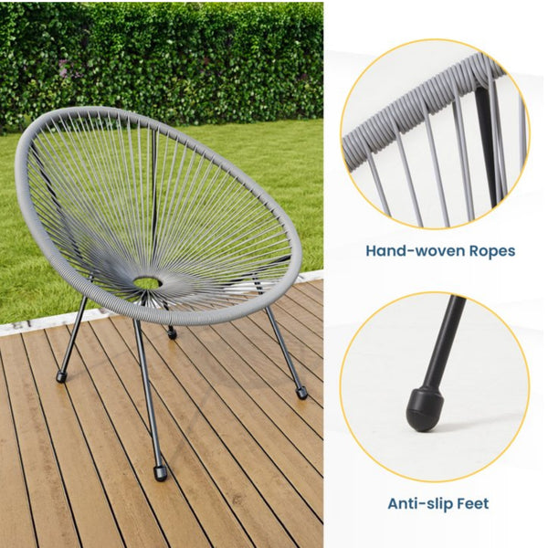 English Elm 3-piece Acapulco Outdoor Bistro Set Hand Woven Pe Rattan Chairs Tempered Glass Table Gray B082P455187