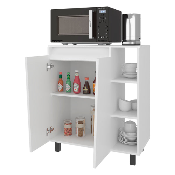 English Elm Enderlin Kitchen Microwave Stand with Open Shelves Cabinet White Melamine Finish B097P474298