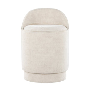 English Elm 18" Tufted Velvet Vanity Stool with 360 Swivel Base and Hidden Storage Compartment Cream B202P471494