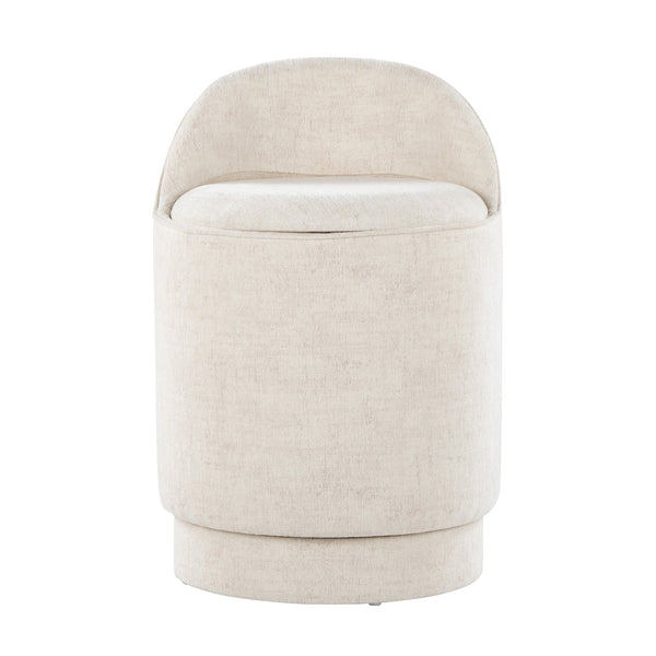 English Elm 18" Tufted Velvet Vanity Stool with 360 Swivel Base and Hidden Storage Compartment Cream B202P471494