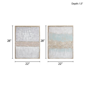JLA Home Madison Park - Hand Embellished Abstract Canvas Duo in Soft Blue & Natural Tones with Subtle Glitter Shimmer, 22x28 Each MP95C-0205