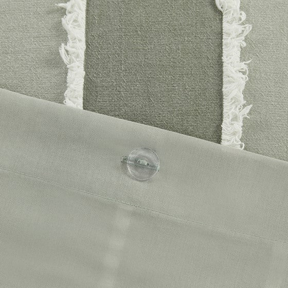 English Elm King/Cal King Boho Striped Cotton Duvet Cover Set with Green Jacquard Trim, OEKO-TEX, Machine Washable B035P217806