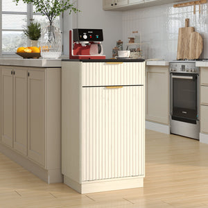 English Elm 10-gallon Tilt-out Antique White Cabinet Woodgrain Finish with Wave Drawer Hidden Bin W2557P365719